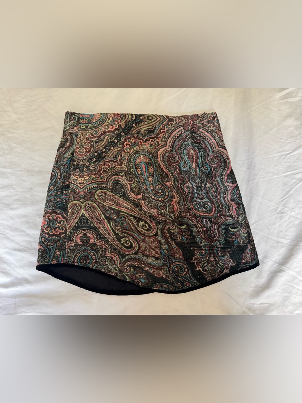Zara Paisley Mini Skirt in Black, Pink, Teal